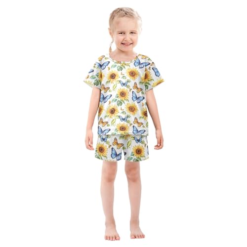 Butterfly Sunflower Pajama Set Pajamas Sleepwear Nightwear Loungewear Clothes Set B0403972