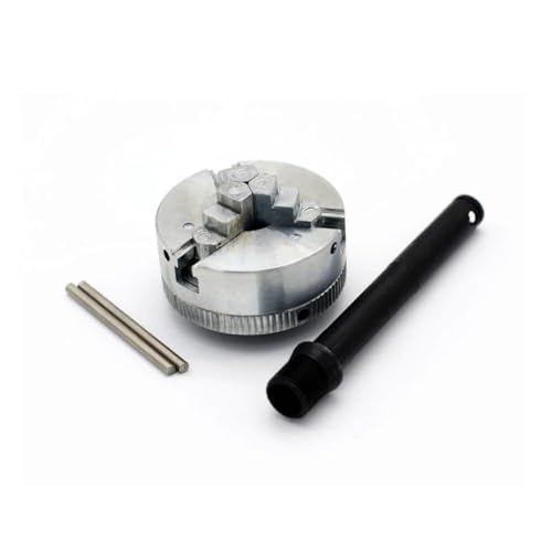 Tidevib Mini mandrin de tour avec filetage M12 x 1, perceuse manuelle à trois mâchoires et quatre mâchoires, fixation de travail en alliage de zinc, argent
