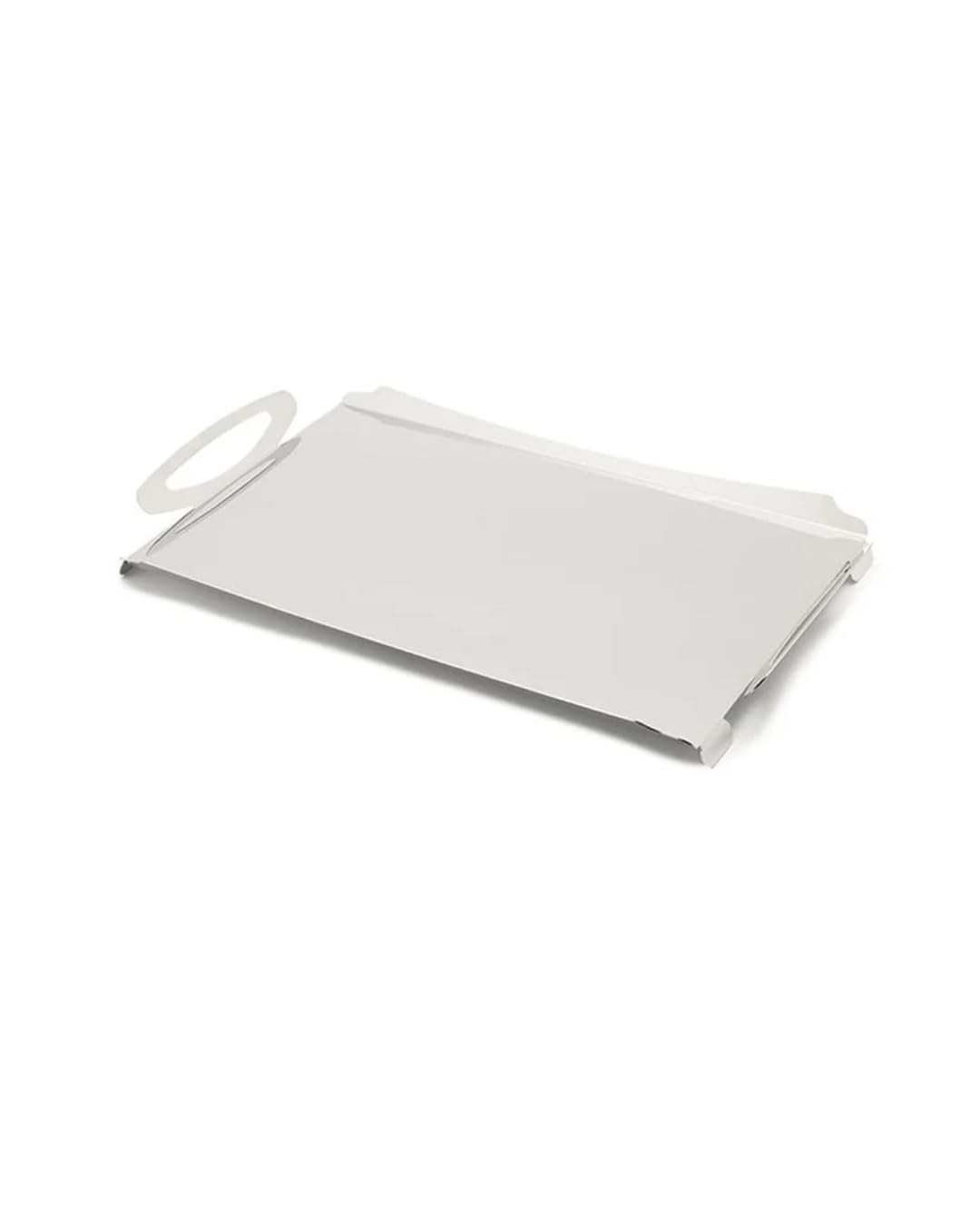 Vassoio Rettangolare in Acciaio Inox, Design Minimal ed Elegante, con Maniglie Laterali, per Servire Bevande e Snack (Grande)