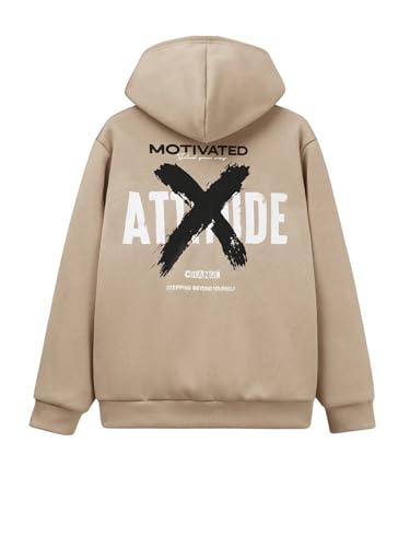 Floerns Boy's Graphic Letter Print Drop Shoulder Long Sleeve Pullover Hooded Sweatshirts