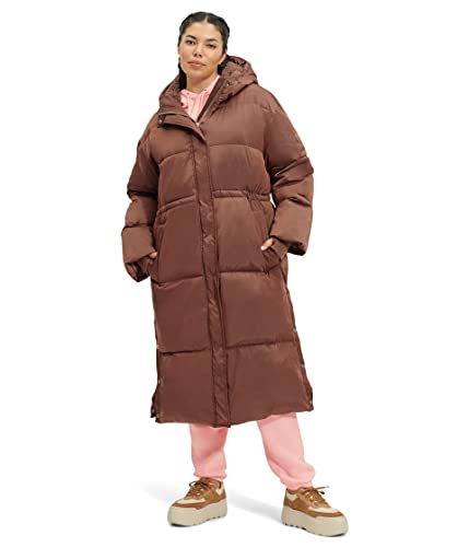 UGG Women's Keeley Long Puffer Coat, Dark Chestnut, M