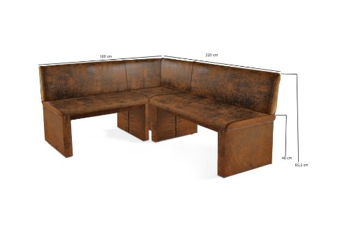 SAM® Banco Family Wilson rinconera imitación plástico un lado 180 cm segunda página opcionales (120/140/160/180/200/220/240/260) Izquierda y Derecha aufbaubar montaje flexible Tres piezas Envía desmontado