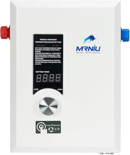 MRNIU 13kW Electric Tankless Water Heater, 240V On-Demand Instant Hot Water, Compact Wall-Mounted Heater for Shower, Bathroom & Sink