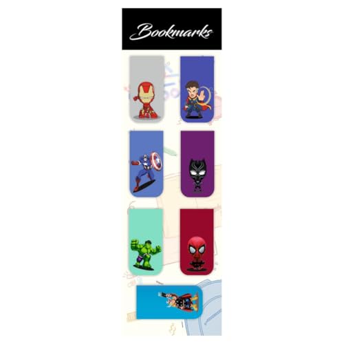 Image of Zesta Magnetic Bookmark | Aesthetic Book Mark for Reading | Cute Anime Bookmarks for Kids, Students | Book Accessories for Novels, Gifts for Readers (Superhero A, Medium (9X2.5 Cms))