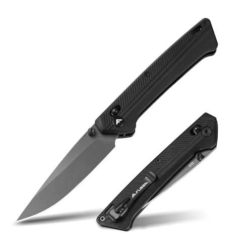 FLISSA Pocket Knife, Folding Knife with D2 Steel Blade, Shaft Lock, G10 Handle, Ball Bearing and Pocket Clip for EDC, Camping, Hiking, Fishing, Outdoor Activities