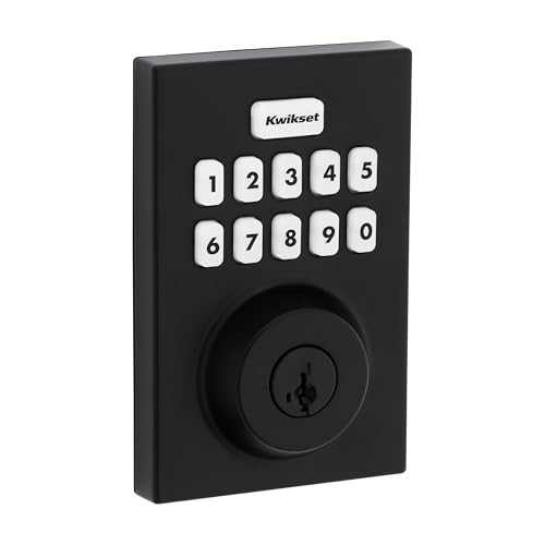 Kwikset Powerbolt 250 10-Button Keypad Matte Black Contemporary Electronic Deadbolt Door Lock Featuring Convenient Keyless Entry Customizable User Codes and Auto-Locking