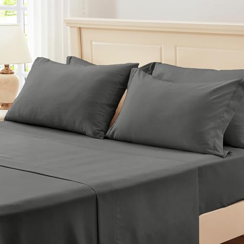 Image of Zzlpp Twin Comforter Set 5 pieces, Dark Grey Seersucker Bed in a Bag with Comforter and Sheets, All Season Bedding Sets with 1 Comforter, 1 Pillow Sham, 1 Pillowcase, 1 Flat Sheet, 1 Fitted Sheet