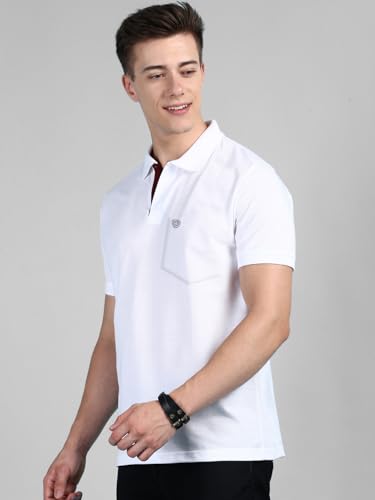 Image of Lux Cozi Men Cotton Regular Fit Polo Neck Half Sleeve Solid Casual T-Shirt with Chest Pocket | Pack of 2 |
