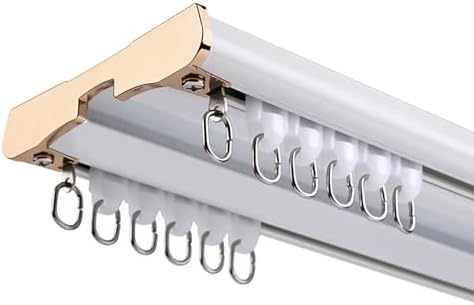 Heavy Duty Double Curtain Track System - Silent Gliding Aluminum Rails, Ceiling Mounted, Ideal for Bedroom, Living Room, Hospital - White Conjoined Tracks