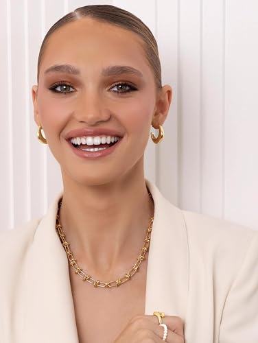 18K Gold Plated Choker Necklaces for Women Fashion Snake Chain Dainty Leaf Coffee Bean Love Knot Link Chain Choker Necklace4