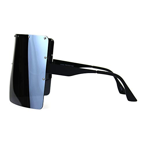 Extra Oversize Shield Flat Top Punk Stud Exposed Lens Sunglasses3