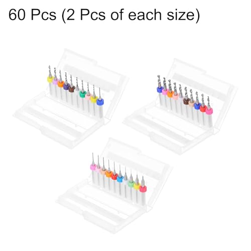 QUARKZMAN 6 Sets Mini Bohrer je 30-teilig(0,1mm-3mm), 3,175mm Schaft, Wolframkarbid Mikro Spiralbohrer Werkzeuge Für Leiterplatten Schmuck Plastik Holz Weichmetall