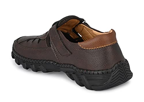 MACTREE Store MACTREE Brown Faux Leather Sandals for Men - 08 UK - Image 6