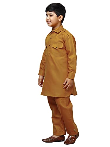 Image of Pro-Ethic Style Developer Kids Ethnic Wear Cotton Pathani Suit for Boys|Plain Kurta Pajama