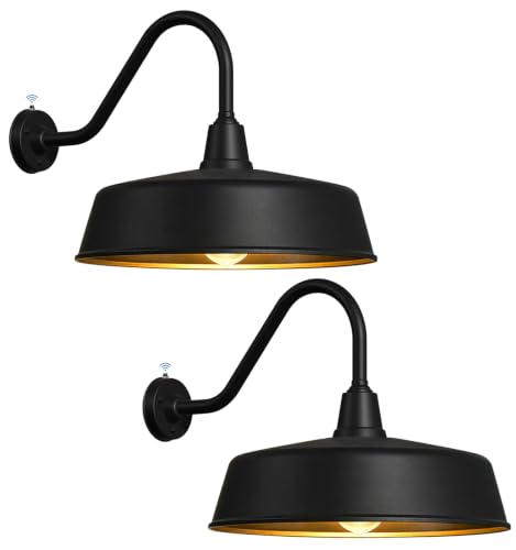 Image of JOESA 24 inch Extra Large Gooseneck Barn Lights, Dusk to Dawn Outdoor, 2-Pack