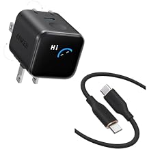 Anker Nano Charger 45W, Display, Swing Plug & Anker PowerLine III Flow USB-C & USB-C Cable Black