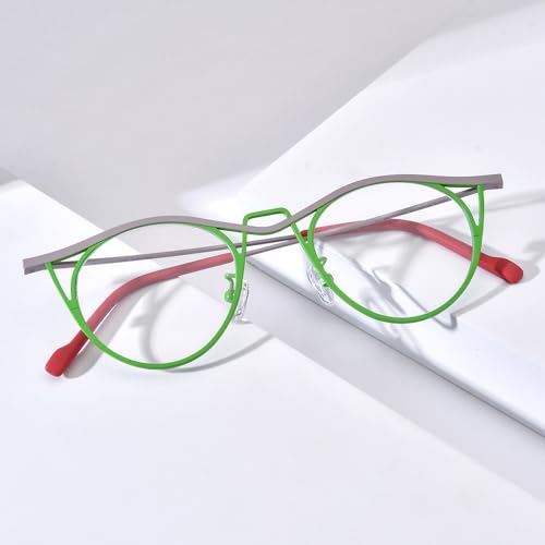 Image of FONEX Colorful Pure Titanium Glasses Frame Women Retro Round Eyeglasses F85782