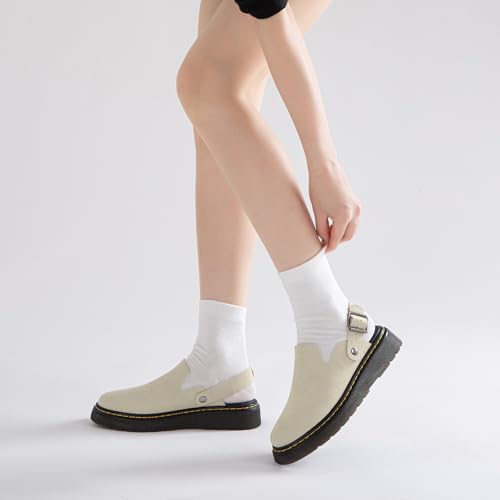 Athlefit Women's Slip On Suede Clogs with Back Strap Apricot 8.5 by Athlefit - Image 8