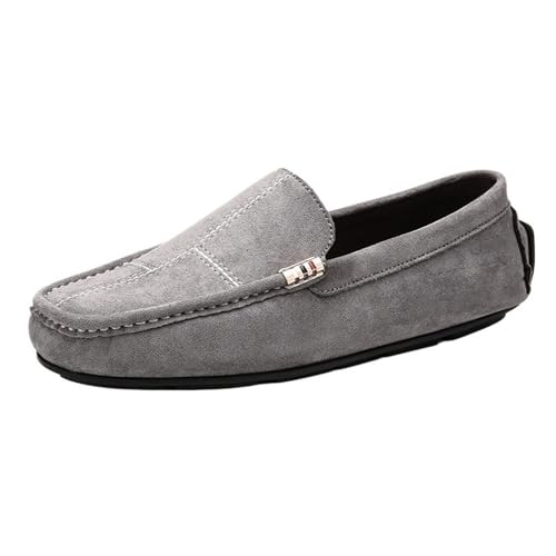 Resistant Anti-Slip Lightweight Mens Loafers Shoe Round Toe Suede Vamp Moccasins Driving Loafers