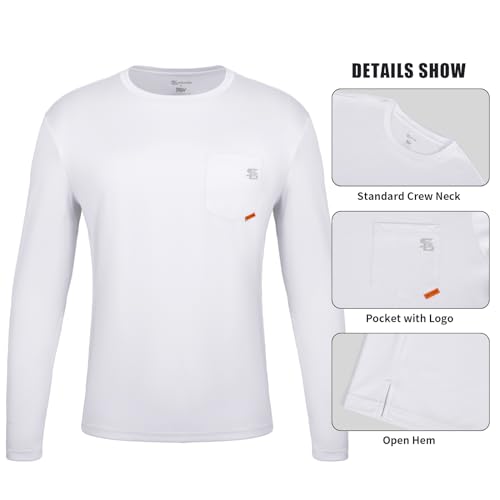 Men's Rash Guard Shirts UPF 50+ Moisture Wicking Long Sleeve Chest Pocket Quick Dry Lightweight3