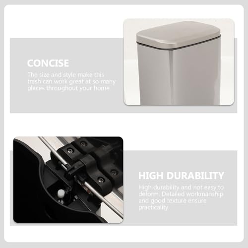 Caneca de basura rectangular de acero inoxidable 6L con pedal miniatura 7