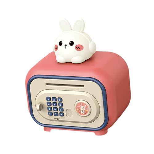 Alcancía electrónica de ahorro para niñas niños rosa conejo 19,7 x 14 x 23 cm