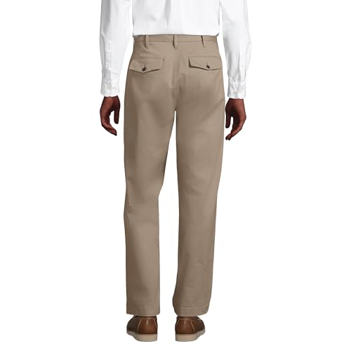 Lands' End Men's Knockabout Comfort Waist Relaxed Fit Pleated Front Chino Pant 42 30 Khaki2