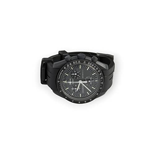 Bracelet caoutchouc MoonSwatch résistant eau noir onyx rayé