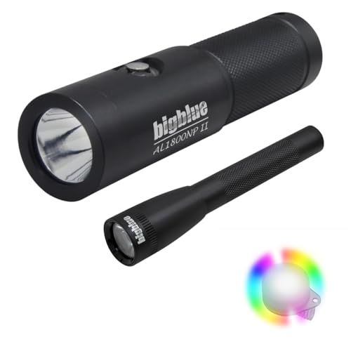 Bigblue AL1800NP and AL250 Dive Light Combo Pack with 8-Color Easy Clip
