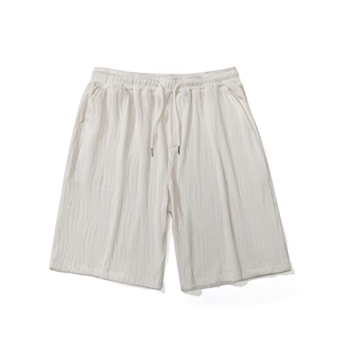 Mens Shorts Athletic Mesh Shorts Men Summer Solid Color Pants Elastic Band Loose Casual Sports Running Straight White #TOP3