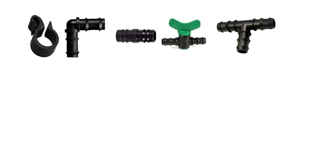 Kit Raccordi Irrigazione 16mm, Manicotto, Tee, Gancio, Gomito, Valvola, Giunta per Ala Gocciolante, Istallazione Facile (10)
