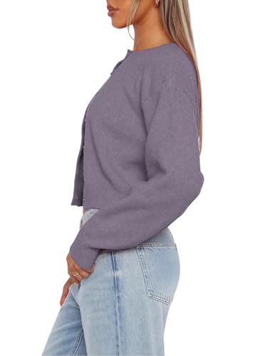Image of Balimtoy Women's Cropped Cardigan Sweaters Long Sleeve Button Down Sweaters Knit Cardigan Cute Y2k Open Front Crop Top