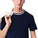 Lacoste Men's Stretch Piqué Stripe Collar T-Shirt, Navy Blue, X-Large