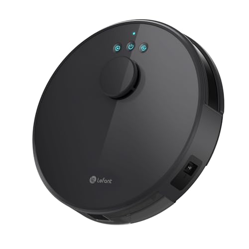 Lefant M1 Robot Aspirapolvere Lavapavimenti con Mappatura 3 in 1, Navigazione Laser dToF, 5500Pa, Ultra Sottile 32cm, 200 Min, Controllo APP/Alexa, per Peli Animali e Pavimenti Duri, Nero