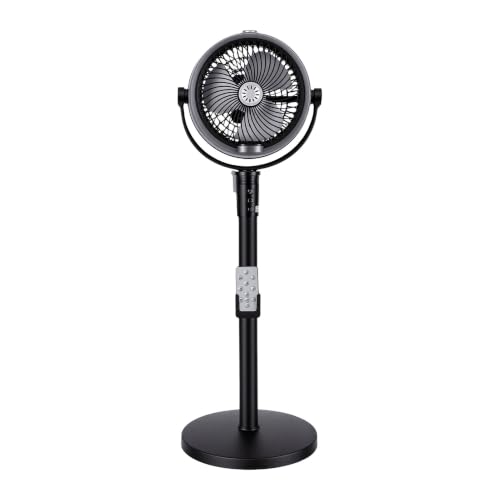 MENDUNER Oszillierender Standventilator mit Fernbedienung, USB Wiederaufladbarer Tragbarer Bodenventilator 4 Geschwindigkeiten Höhenverstellbar Timer 3-9 Stunden 90 120 150 Grad for (BLACK)
