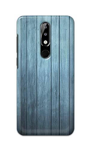 Image of Printed Hard Back Cover Case for Nokia 5.1 Plus | Nokia 5.1+ Back Cover (Wooden Blue) -1302
