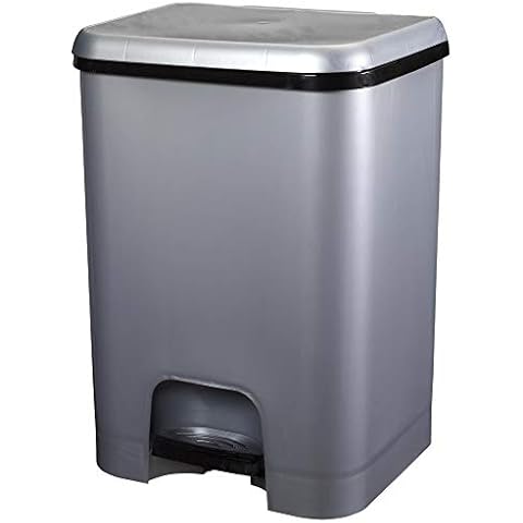 TODO HOGAR | Cubo de Basura con Pedal | Capacidad de 26 litros | Color Plata Cover