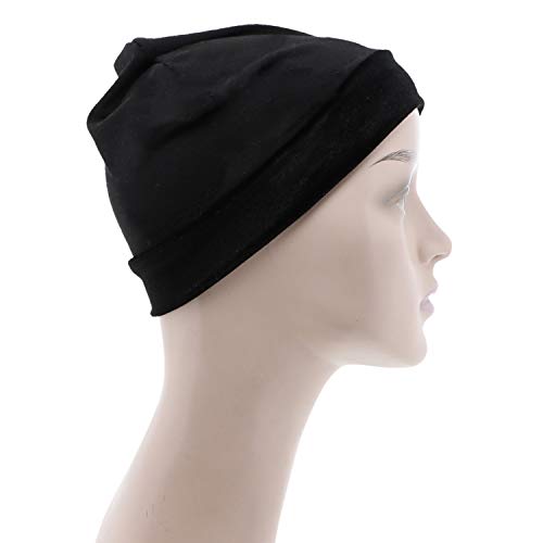 Landana Headscarves Black No Slip Cotton Wig Liner for Hats, Caps and Wigs