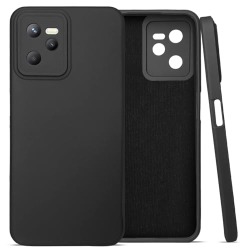 Image of BlazeTech for [ Realme Narzo 50A Prime /Realme C35 ] Liquid Silicone Back Case Cover Flexible |Inner Lining| with Camera Protection Back Cover for [ Realme Narzo 50A Prime /Realme C35 ] - Black
