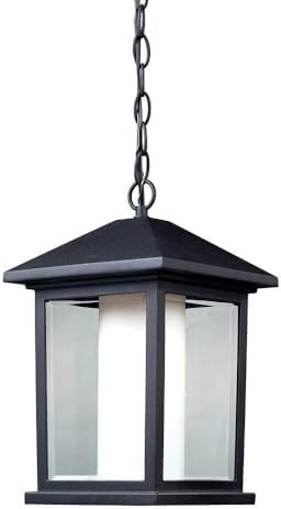 Miniatura 4 de Z-Lite 523CHM Mesa - Cadena de luz para exteriores, marco de aluminio, acabado negro y sombra de ópalo biselado y mate transparente de material de