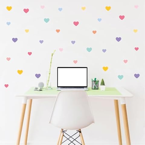 Traziewell Girls Wall Stickers Heart Wall Decals for Living Rooms Bedroom Nursery Peel and Stick Removable Wall Decor Boho Wall Stickers Living Room Modern Kitchen Wall Stickers 0716 Cover