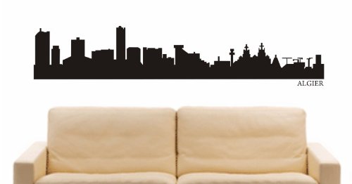 Wandtattoo Algier Skyline – Schwarz, 96x18 Cm, Selbstklebend, Für Wohnzimmer & Büro