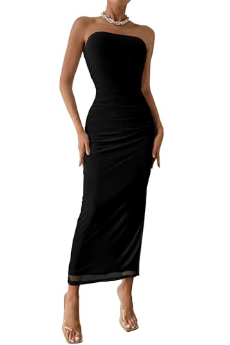 PRETTYGARDEN Women's Summer Maxi Bodycon Dresses Strapless Tube T...