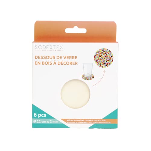 SODERTEX - L310090 Untersetzer, rund, aus Holz, 2 mm, Durchmesser 11 cm, 6 Stück, 1 Farbe Cover