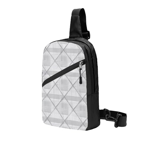 Gray plaid lines Print Men's and Women's Foldable Crossbody Bag,Sports Crossbody Bags,and Daily Chest Bags2