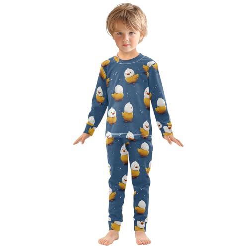 Pajama Sets Long Sleeve Cute Yellow Duck Pattern Soft Comfy Sleepwear 2 Piece PJS 3-8T2