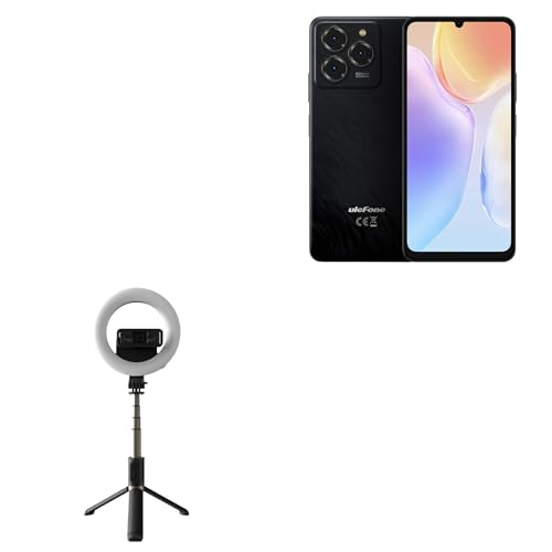 BoxWave Stand and Mount Compatible with Ulefone Note 20 Pro - RingLight SelfiePod, Selfie Stick Extendable Arm with Ring Light - Jet Black
