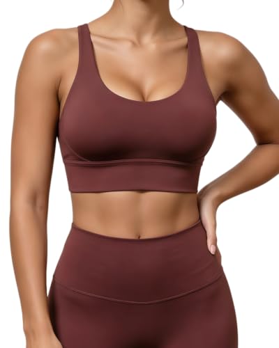 Image of Grace Form Strappy Sports Bra for Women Padded Push Up Sport Bra Athletic Running Workout Bra Yoga Bra