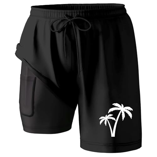 Fxbar Men's Swim Trunks 5 inch Quick Dry Board Shorts with Zipper Pockets Mesh Lining Bathing Suit Beach Shorts