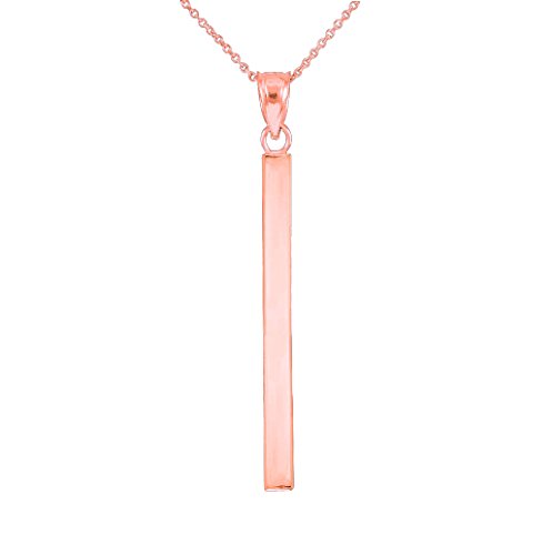 Dainty 10k Rose Gold Polished Vertical Bar Necklace for Women